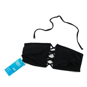 NWT H&M Black Bandeau Bikini Top with removable straps Size 10